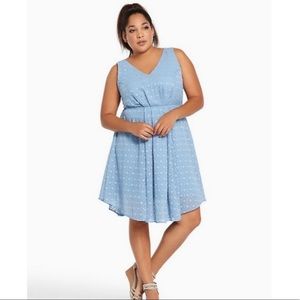 Torrid Dress Spring Easter Light Blue Textured Chiffon V-Neck Sleeveless Dress
